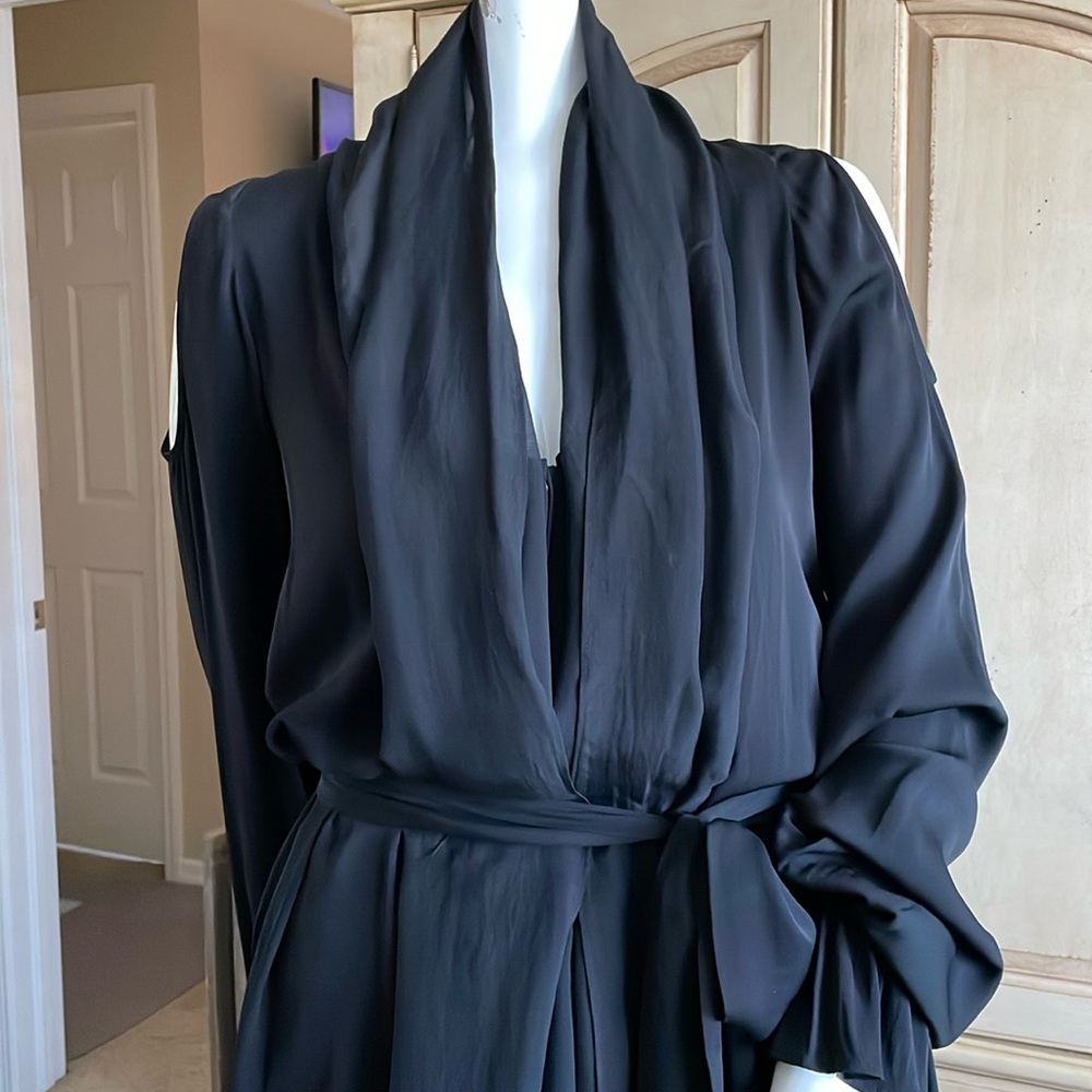 Rachel Zoe Red  Cold Shoulder Blouse Wrap Top Convertible Smocked Cuff Sz 6 NWOT - Picture 5 of 16